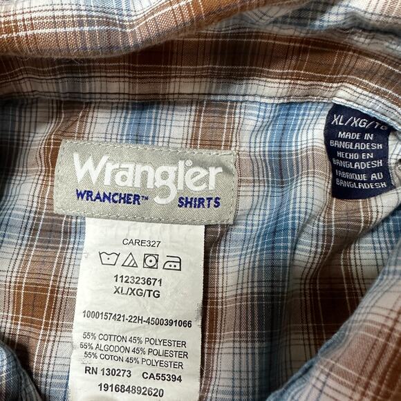 Wrangler Wrancher Men's Pearl‎ Snap Western Shirt XL Long Sleeve Cowboy Work - Picture 4 of 5